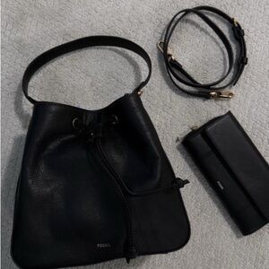 Fossil Black Leather Shoulder Bag